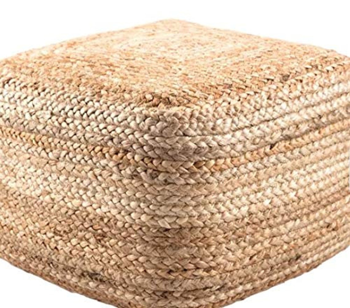 Jute pouf ottoman Braided jute ottoman pouf decorative Etsy