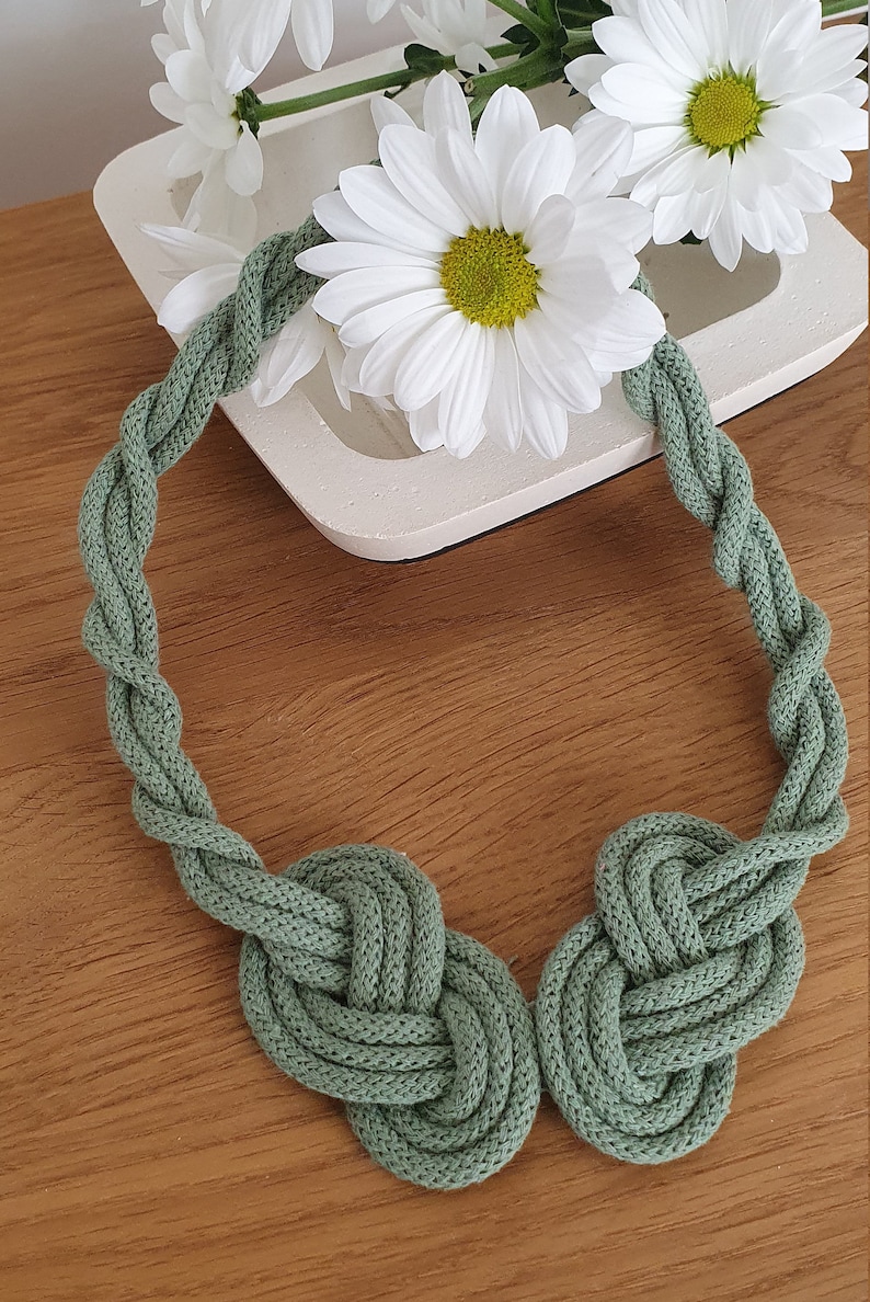 Collana in corda fatta a mano INFINITY, cordone di cotone riciclato, accessori boho, gioielli moderni, collana di dichiarazione, scegli il tuo colore immagine 7