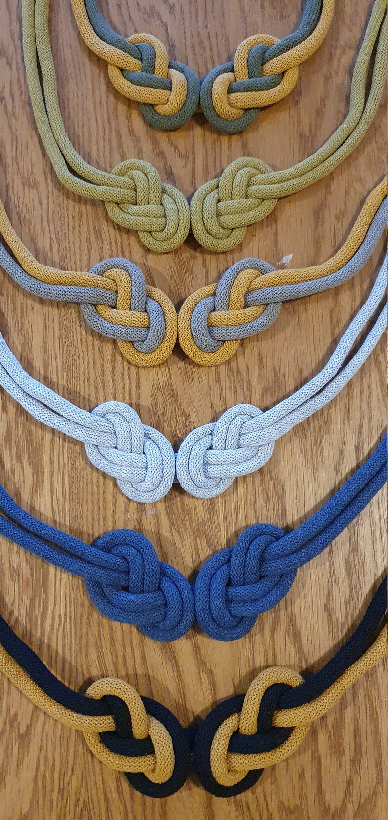 Collana in corda fatta a mano INFINITY, cordone di cotone riciclato, accessori boho, gioielli moderni, collana di dichiarazione, scegli il tuo colore immagine 6