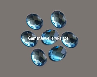 50 Pc Swiss Blue Topaz Quartz 12x16 MM Oval Calibrated Loose Gemstone Wholesale 