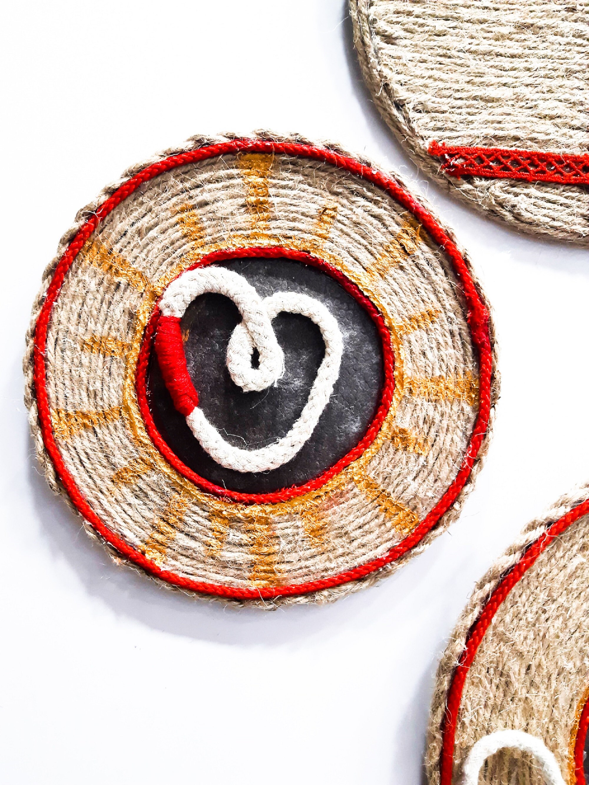 Jute Wall Hanging Of Romantic Love Set Of 5 Yarn Knitted Etsy