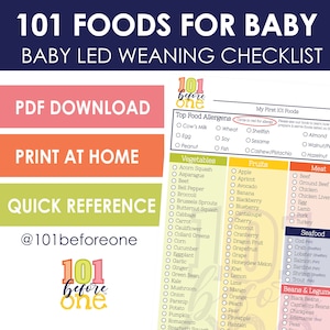 101 Lista de verificación de alimentos Descargar PDF para Baby Led Weaning de 101 antes de uno imagen 1