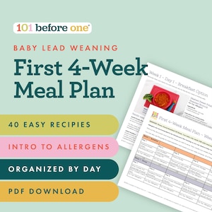 First 4-Week Meal Plan for Baby-led Weaning from @101beforeone | Suitable for infants starting solids 6+ months