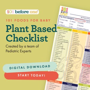 101 Foods Checklist (Vegan) for Baby Led Weaning Plant-Based Vegan Food Checklist - PDF Download