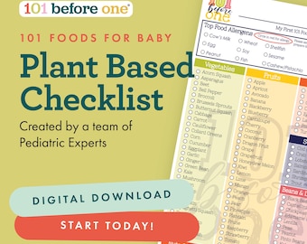 Vegan Baby Led Weaning 101 Foods Checklist (PDF Download)