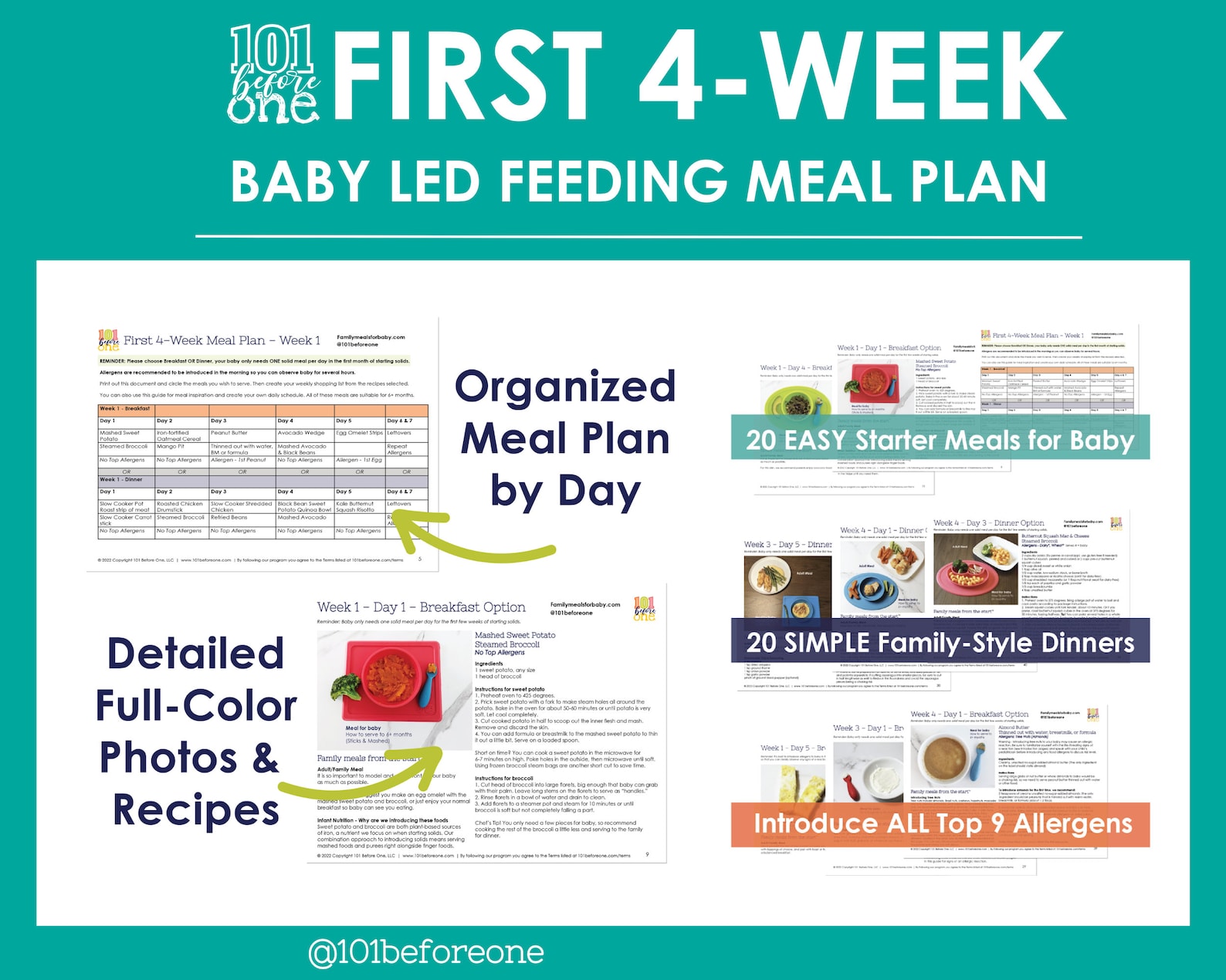 First 4week Meal Plan for Babyled Weaning From 101beforeone Etsy