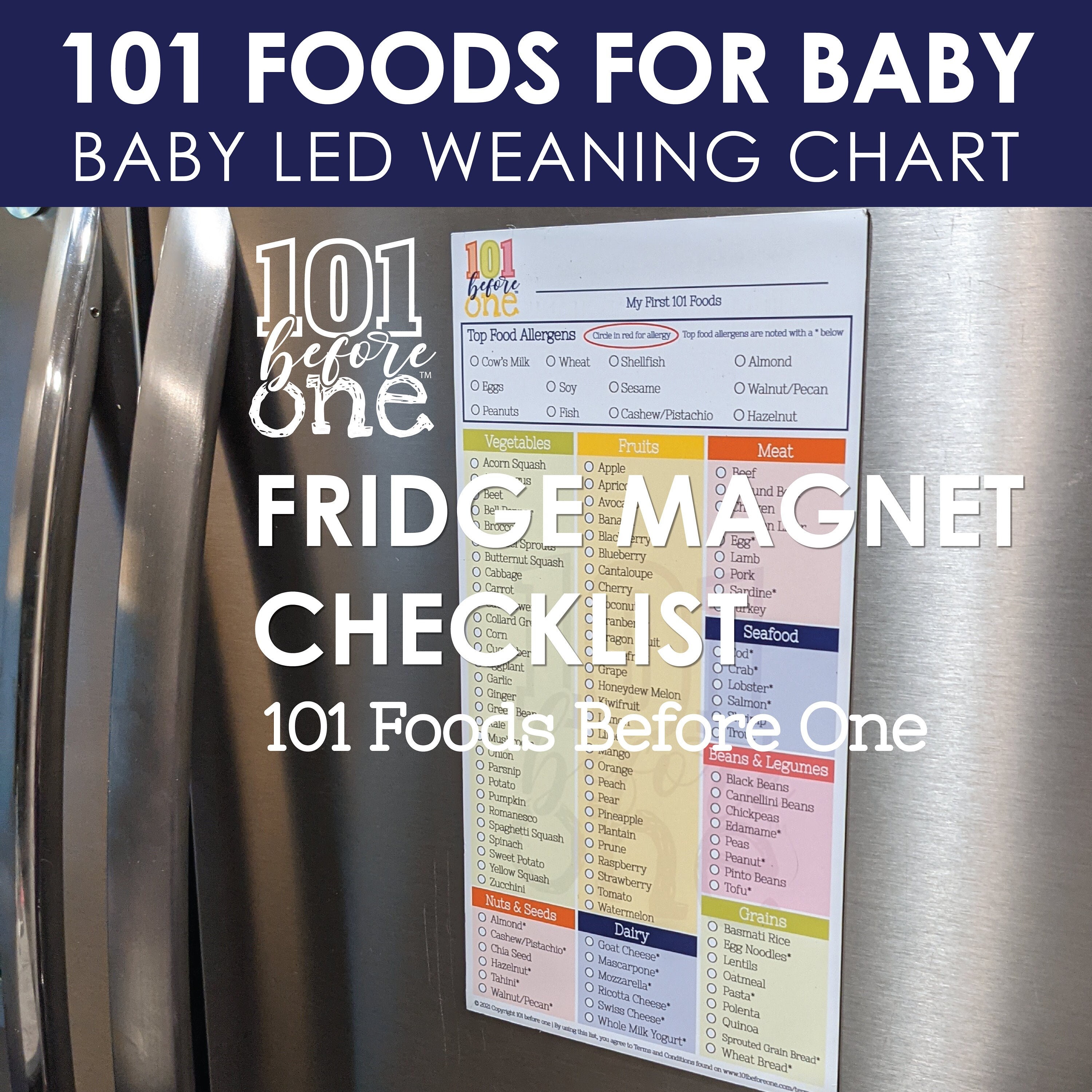 Nibble and Rest Baby's First Foods Tracker Fridge Magnet, Dry Erase Activity Poster, Daily Food Log, 101 Before One, Baby Food Chart/Checklist