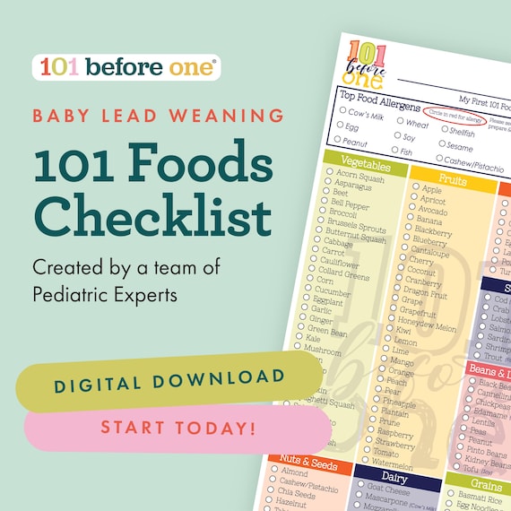 101 Food Checklist PDF Download for Baby Led Weaning from 101 before one