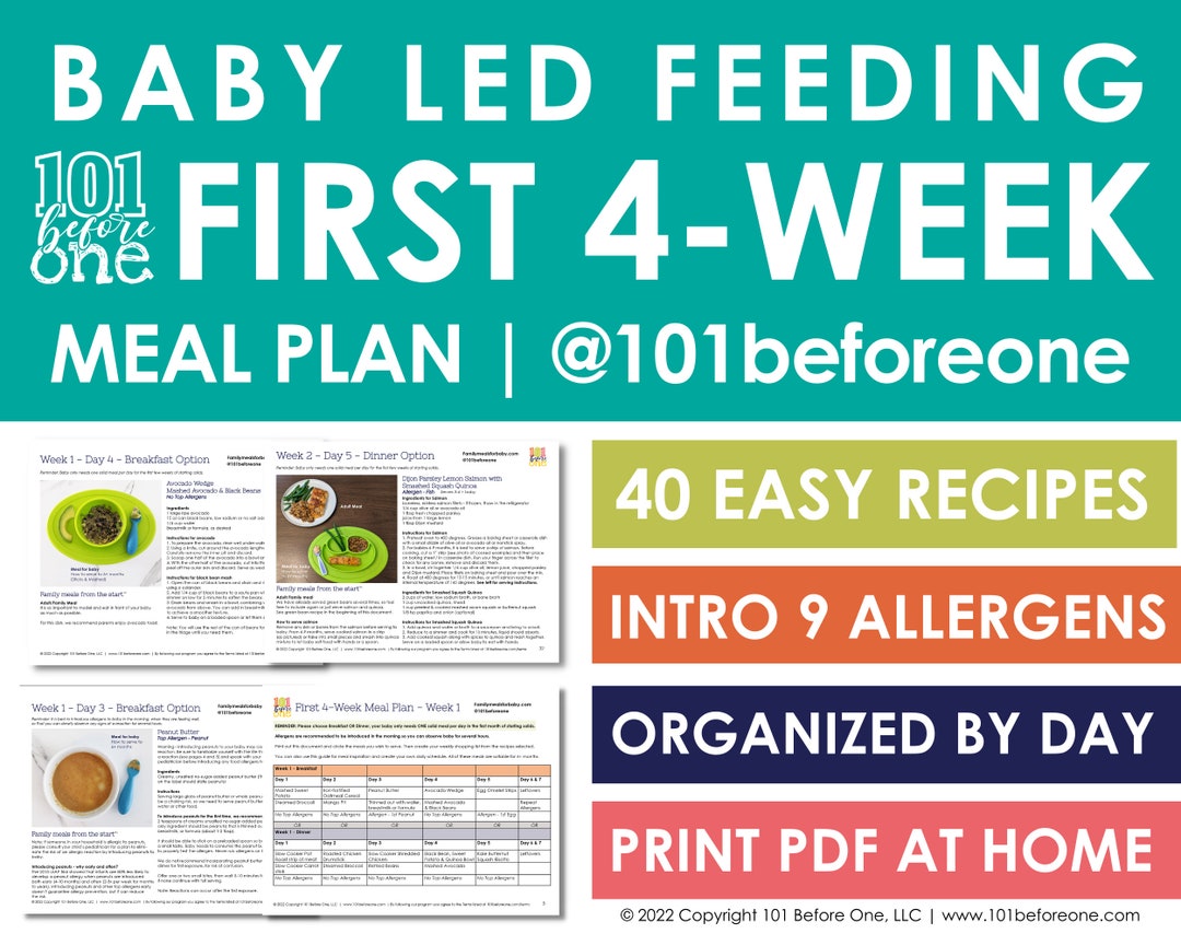First 4week Meal Plan for Babyled Weaning From 101beforeone Suitable