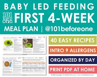 First 4-Week Meal Plan for Baby-led Weaning from @101beforeone | Suitable for infants starting solids 6+ months