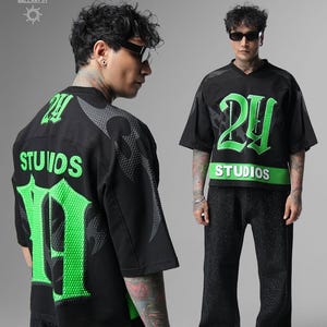Oversized Streetwear Jersey - Unisex Y2K Hip Hop Style -  Gothic Tribal Oversized Graphic Tee - Edgy Urban Fit - Bold Urban Y2K Style Tee