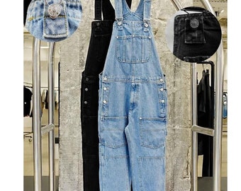 Unisex Denim Overalls - Available in Blue and Black Colors - Mens denim jumpsuit, Mens overall, Mens romper, Comfy Clothes Full Length Pants