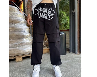 Pantalon cargo an 2000, pantalon streetwear - cargo imprimé lettre hip hop, streetwear an 2000 - pantalon de jogging harajuku imprimé hip hop - jean baggy hip hop