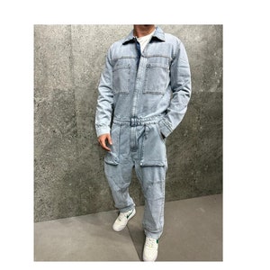 Mens denim romper sales