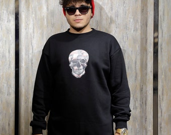 Skull Sweatshirt - Black Sweatshirt - Oversize Sweatshirt - Streetwear
