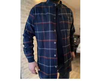 Plaid Lumberjack Vintage Shirt, Plaid Wool Long Sleeve Autumn Men's Clothing Lumberjack Jacket, Oversize Shirt