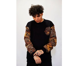 VG STREET Special Urban Design Embossed Sleeves Detail Streetwear Long Sleeve Oversize Sweatshirt