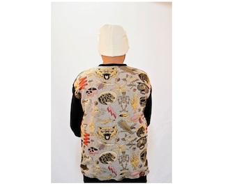 Streetwear Oversize Sweatshirt - Bomull Unisex Streetwear Hoodie - Präglad Rygg Rundringning Svart Långärmad Sweatshirt Med Anpassad Design