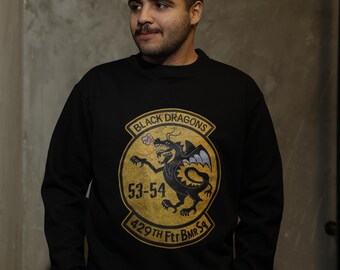 Black Dragons Graphic Printed Men's Sweatshirt - Streetwear - Japanese Dragon Men’s Premium Pullover Sweatshirt -