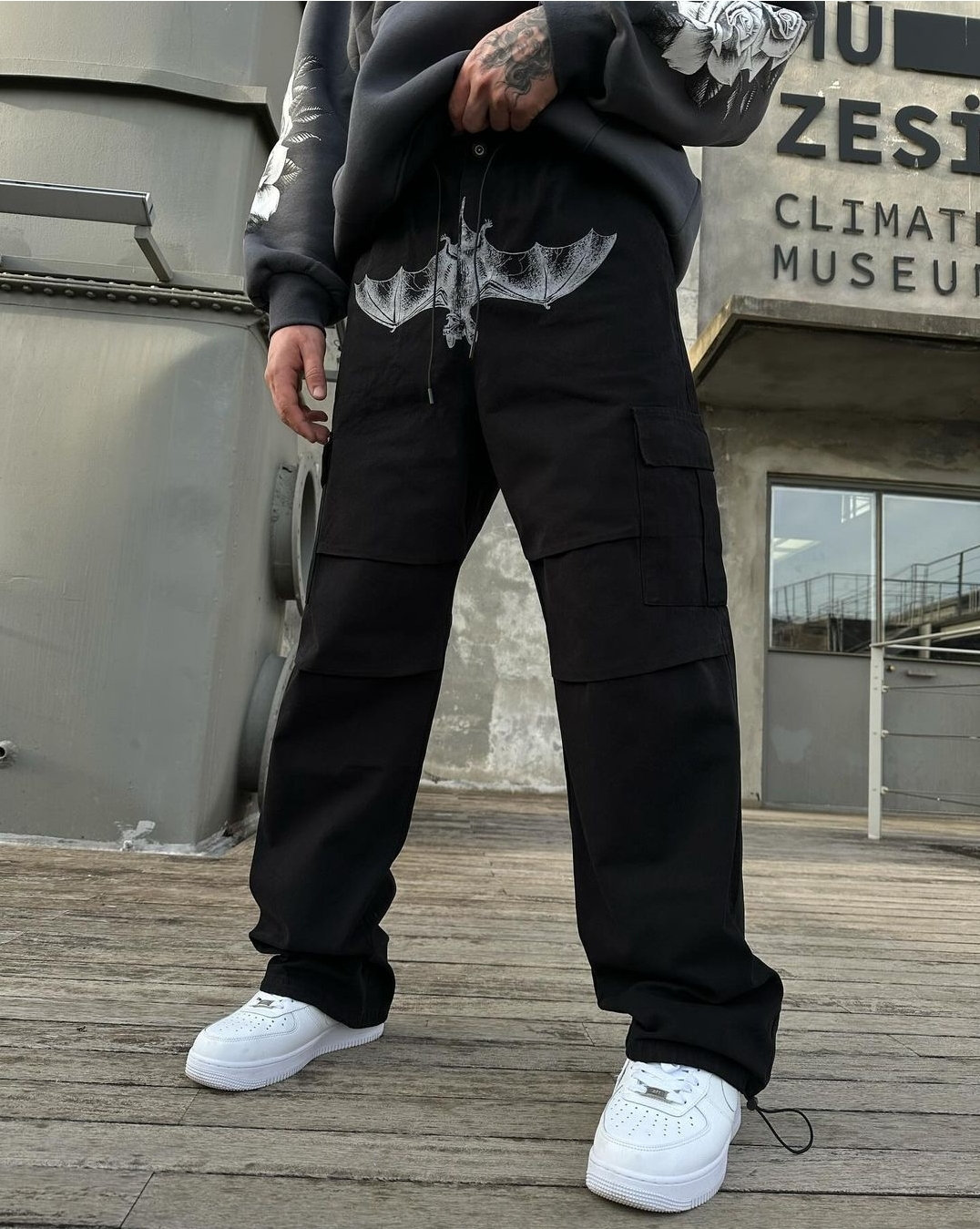 Y2K Bat Print Cargo Pants , Baggy Style Pants, Harajuku, Goth