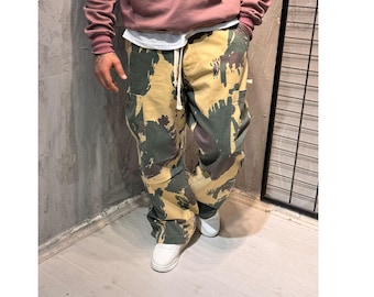 Unisex Camouflage Baggy Pants, Oversized Wide Leg Streetwear Trousers, Y2K Grunge Style Loose Fit Cargo Pants, Urban Fashion Bottoms