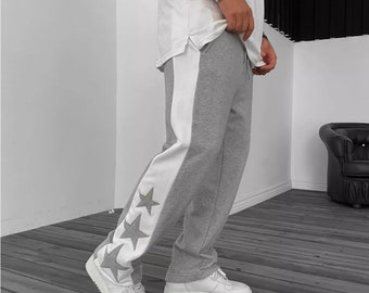 Streeetwear Sweatpants - Unisex Star Sweatpants, Black Star Sweatpants, Trendy Sweatpants, Preppy Sweatpants, Oversized Sweatpants
