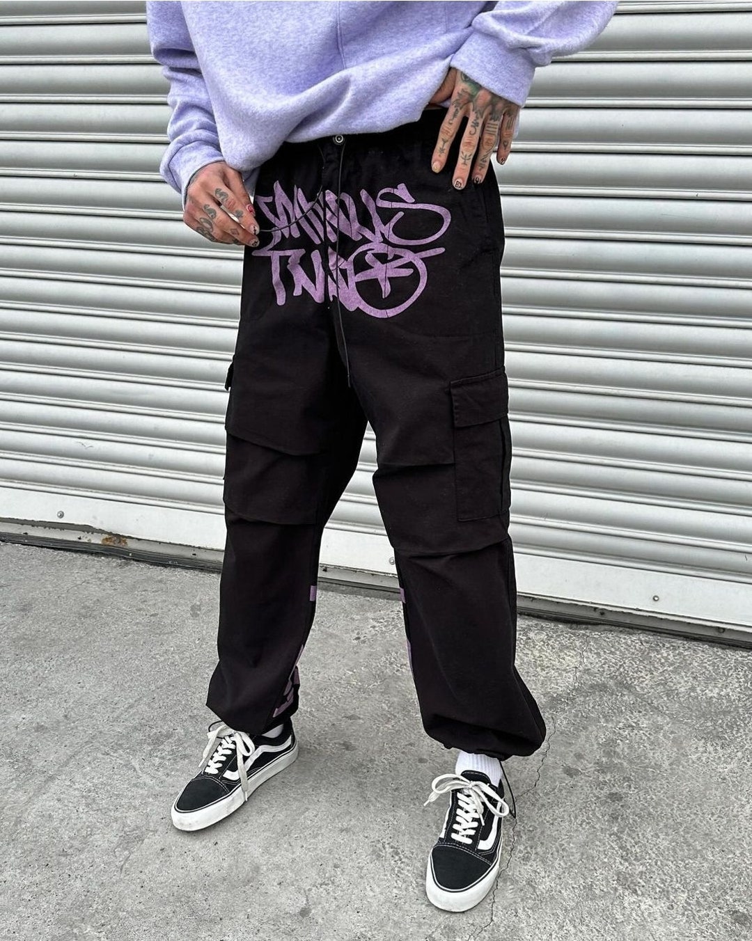 Y2K Cargo Pants, Streetwear Pants - Hip Hop Letter Printed Cargo