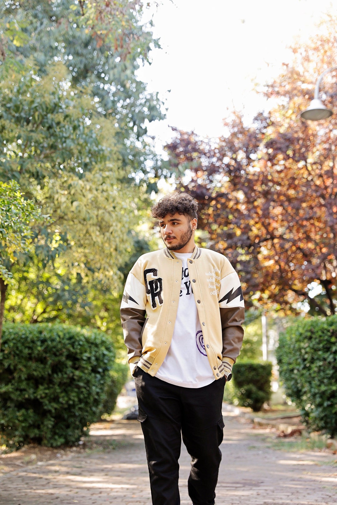 thumbnail image 2 of Men's Varsity Baseball Jacket - Cotton Bomber Coat With Streetwear Style And Pockets 2 of 14