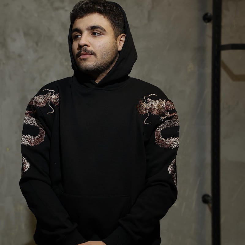 Embroidered Dragon Sailor Black Sweater SD00538