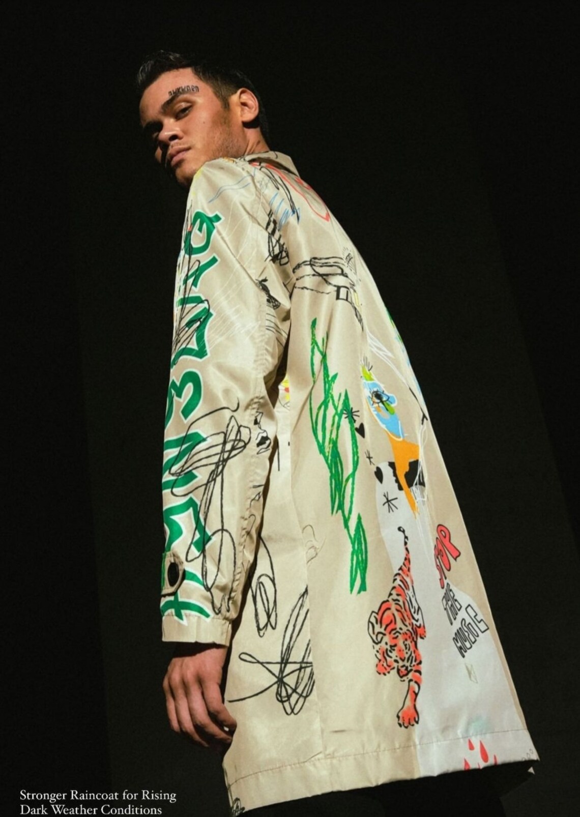 Coat with Graffiti Print