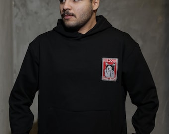 Cat embroidery hoodie -Minimalist Black Hoodie - Streetwear - Animal Hoodie - Unisex Hoodie - Great gift for her and loved ones. Cute