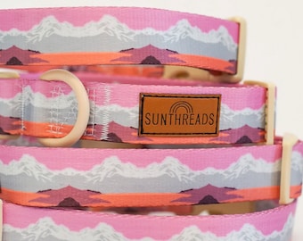 Coral Sunrise Dog Collar, Adventure Dog Collar, Female Dog Collar, Adventure Dog