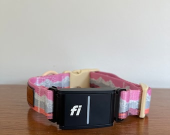 SERIES 3 Fi-Compatible Mountain Coral Sunrise Dog Collar, Adventure Dog Collar, Hiking Camping Dog Collar
