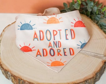 Adopted & Adored Dog Bandana, Rescue dog gift