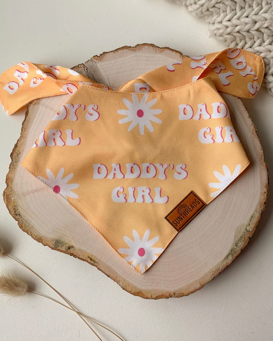 Daddy's Girl Dog Bandana, Dog Dad Gift, Female Dog Bandana, Boho Retro