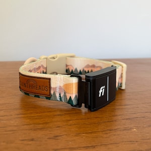 SERIES 3 Fi-Compatible Happy Camper Dog Collar, Adventure Dog Collar, Hiking Camping Dog Collar