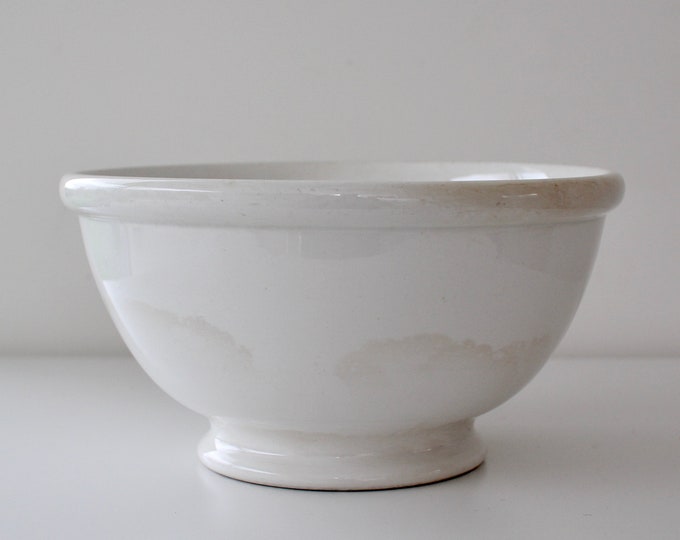 Antique Ironstone Footed Mixing Bowl White Ironstone Batter Bowl Small