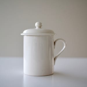 Antique Off White Ironstone Mug with Lid, Antique Dutch Ironstone Cup with Lid.