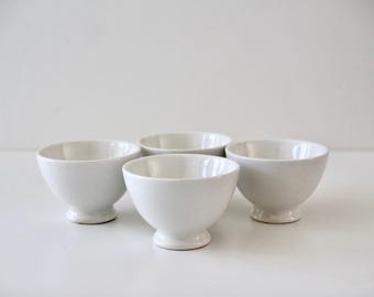 Juego de 4 tazas de café con leche vintage XS color blanco roto / Tazas de loza extra pequeñas para latte / Tazas de café estilo granja francesa / Sin marca