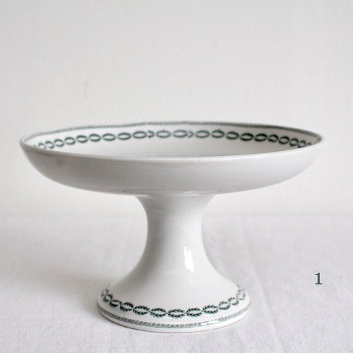 Antique Sarreguemines Cake Stand Pedestal Plate, Ironstone Fruit Bowl, retailer white Ironstone Footed Plate.