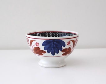 Antique dutch ironstone footed bowl, XL cafe au lait bowl, Societe Ceramique Maastricht Holland, Farmhouse kitchen decor