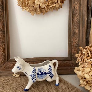 Vintage Delfts Blue Cow Milk Jug (Dutch Porcelain; Hand Painted Blue & White Ceramic Creamer; Made in Holland; Vintage Kitchenware)
