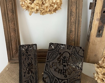 Vintage Copper Batik Stamps: Textile Printing Blocks, Rare Decor