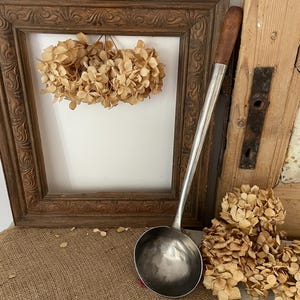 Vintage Soup Ladle with Wooden Handle (Rustic Farmhouse Utensils, Country Kitchenware, Antique Kitchen Décor)