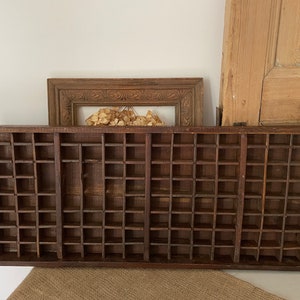 Antique Printer's Tray, Typeset Drawer (Solid Timber Letterpress, Display Shelf, early 1900s, Rustic Wall Décor)