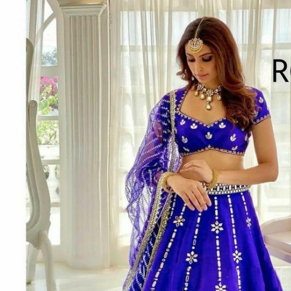 Blue mirror work Party Wear Lehenga Choli Premium Indian Pakistani Outfits Made To Measure Customize Stitched Lehenga Choli Set,wedding dres