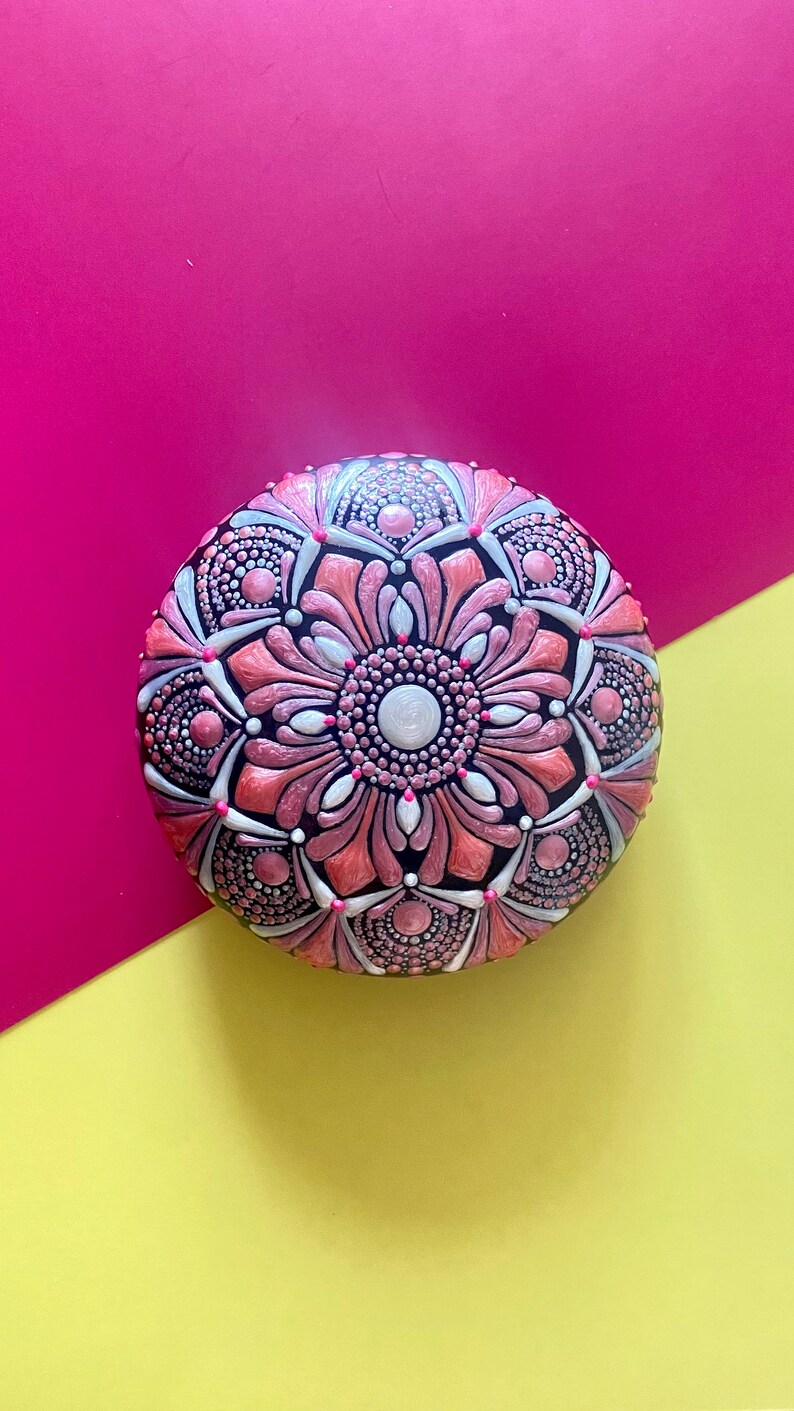 Handmade Ceramic Mandala Stone in Shades of Metallic Pink Etsy