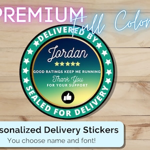 Delivery Stickers for Independent Contractor Custom Personalized 2" |Driver for Doordash, Uber Eats, Grub Hub| *Premium* Full color sticker
