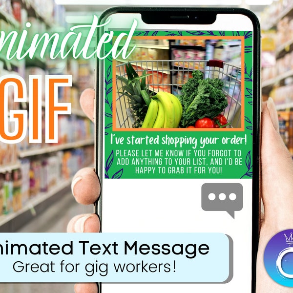 Animierte GIF-Textnachricht für Grocery Food Shop & Lieferfahrer und Gig Workers Personal Grocery Shopper (Instant DIgital Download) MP4