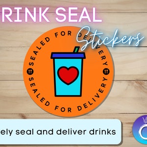 Drink Seal Stickers for Independent Contractor | Beverage Stickers | Drivers for Doordash, Uber Eats, Grub Hub, Food Courier, prevent spills